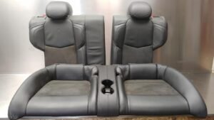 2015-2019 Cadillac ATS-V Coupe OEM Rear Upper & Lower Seats Black Leather Suede (No Bolsters)